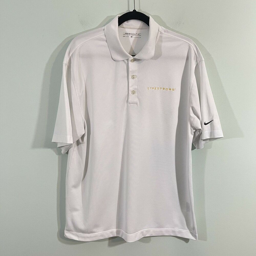 Nike Golf Men's White "Livestrong" Short Sleeve Polo Shirt Size L